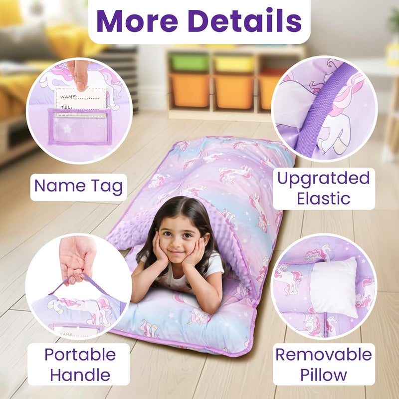Beavtaens Toddler Nap Mat with Pillow and Minky Blanket, Large 55"x35" Sleeping Bag, Washable, Lightweight, Easy to Roll, Perfect for Preschool, Daycare, Kindergarten, Travel, Boys and Girls - Image 5